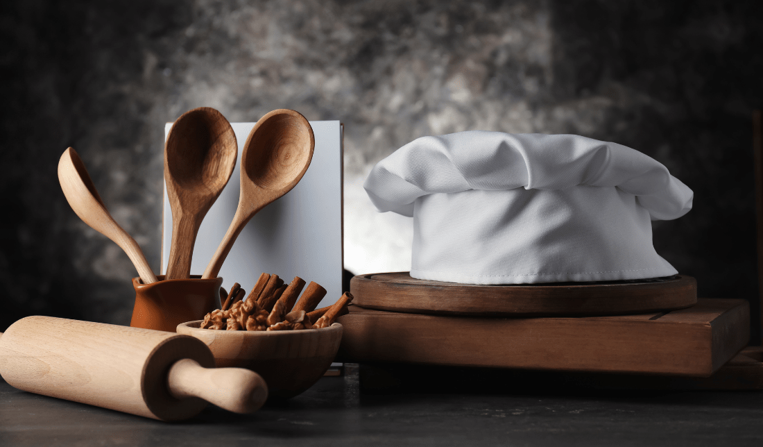 chef hat baking utensils