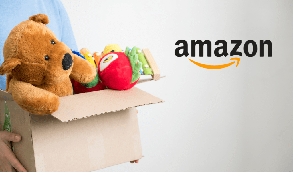 Amazon box full of beauty cosmetics office art toys