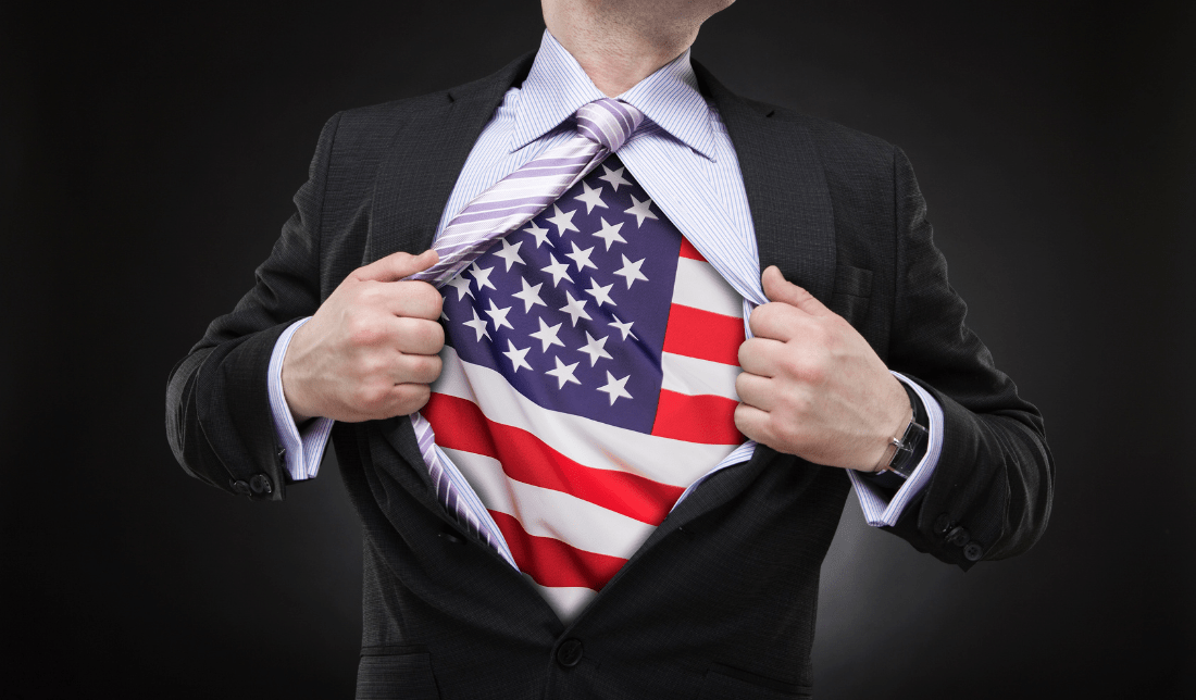 American flag-themed shirt with a patriotic design