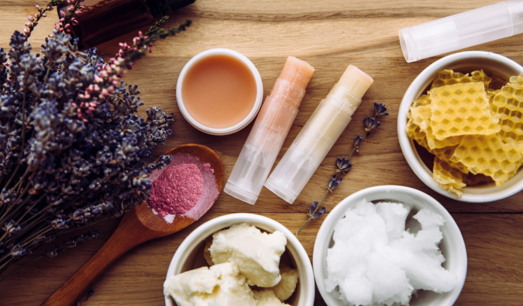 Honeybee lip balm and skincare products and packaging