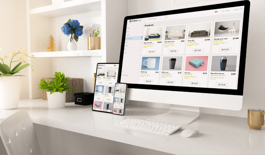 Shopify website along with a set of products