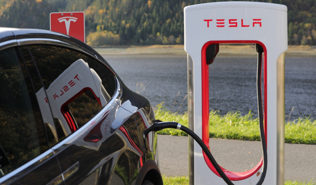 Tesla car with aftermarket trim