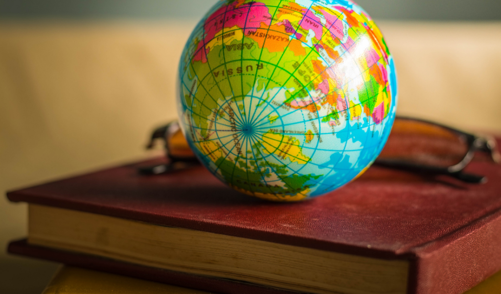 book with a globe on the cover