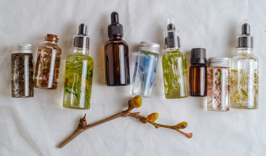 bottle of essential oil or a food flavoring essence