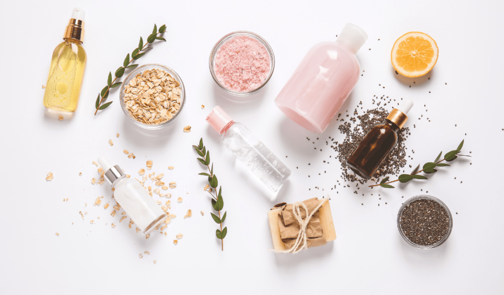 bottle of natural skincare product with organic ingredients