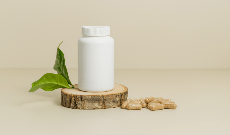 bottle of organic nutritional supplements