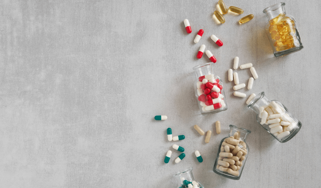 bottle of vitamins and supplements