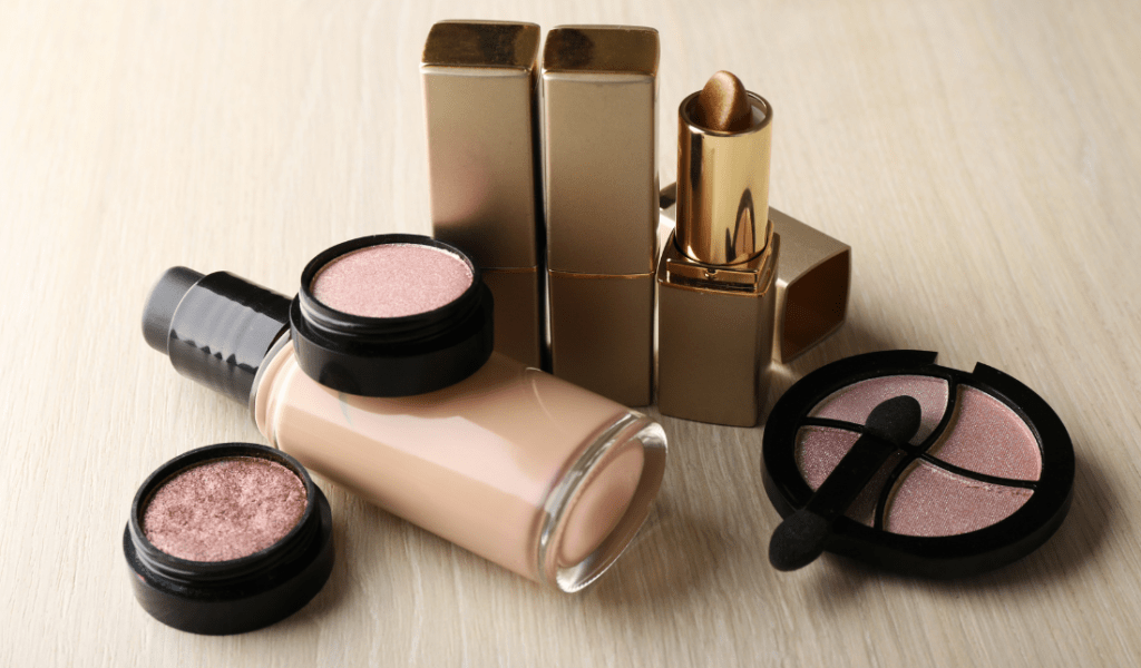 collage of beauty and apparel products