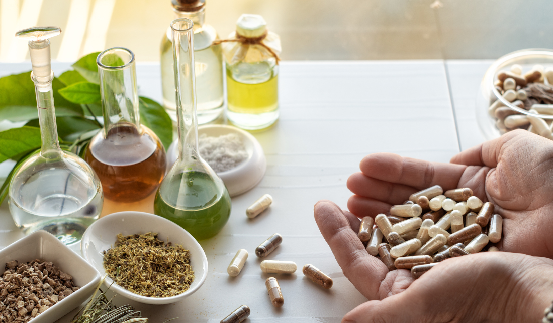 colorful jar of premium organic nutritional supplements