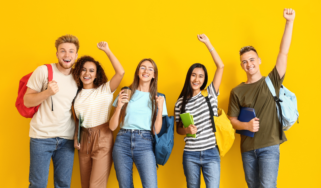 colorful photo of young adults wearing different clothes