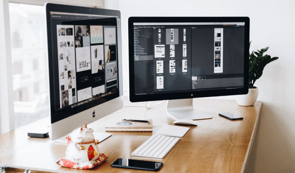 computer screen displaying various niche websites