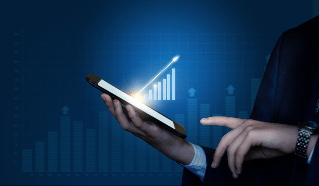 computer screen or a graph showing online growth