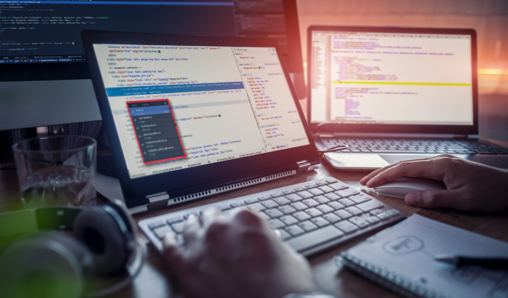 computer screen showing the company software