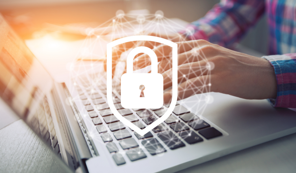 computer screen with a secure lock icon