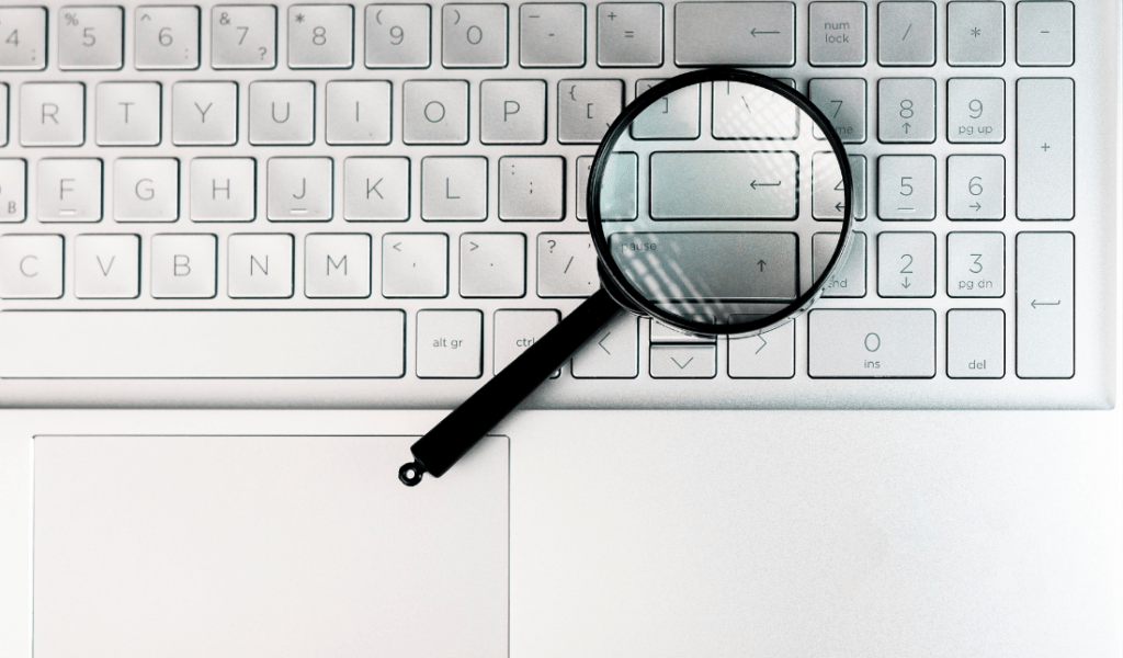 computer screen with search results content