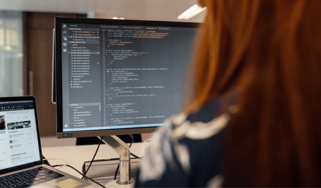 computer screen with the company's software running