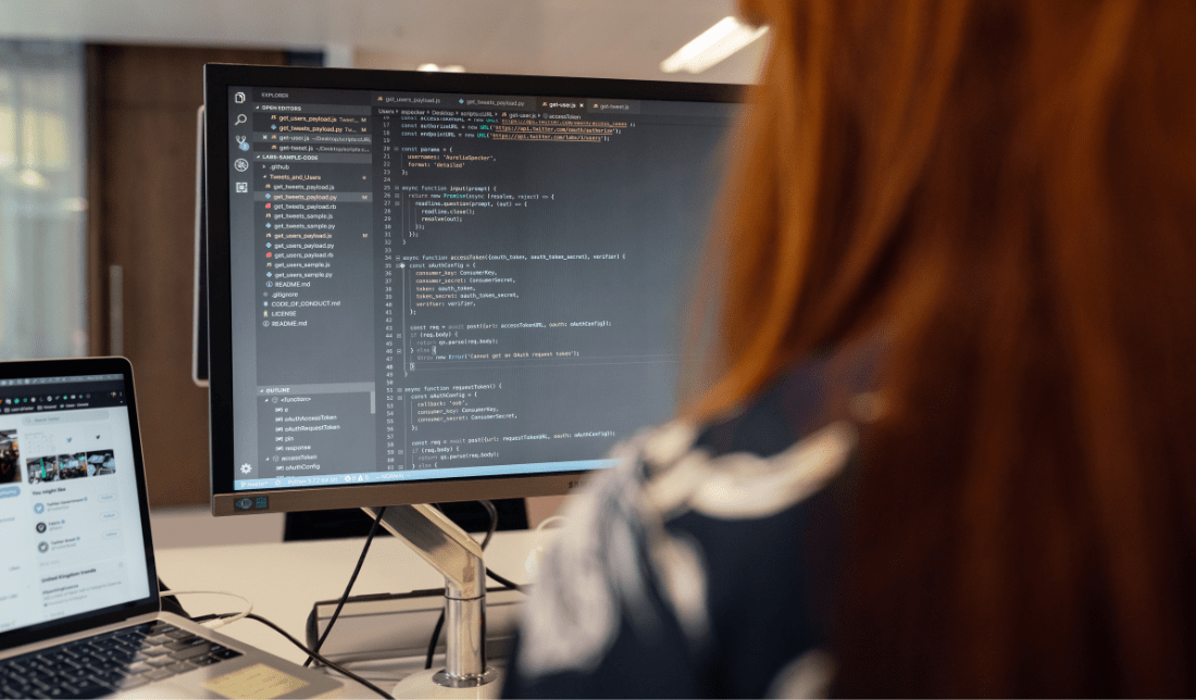 computer screen with the company's software running