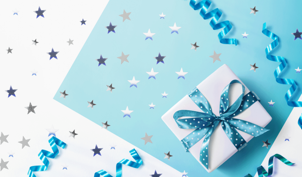 gift box exploding with colorful confetti