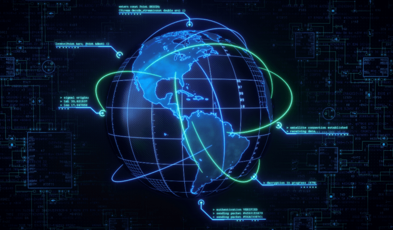 globe interconnected with digital lines