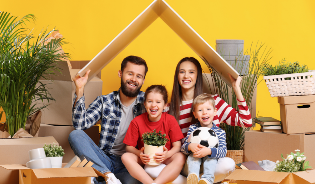 happy family using the products offered by the company