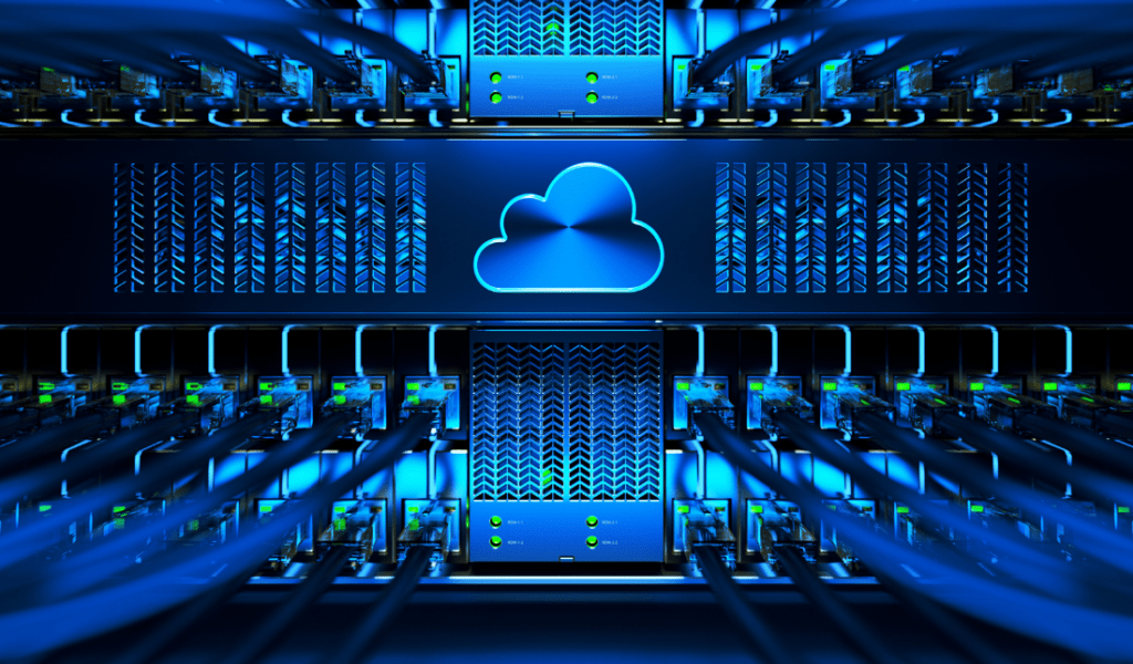 illustration of interconnected servers with central control management system