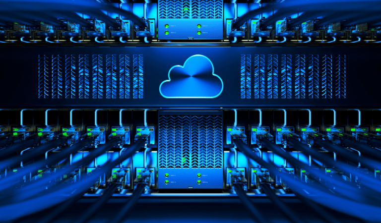 illustration of interconnected servers with central control management system