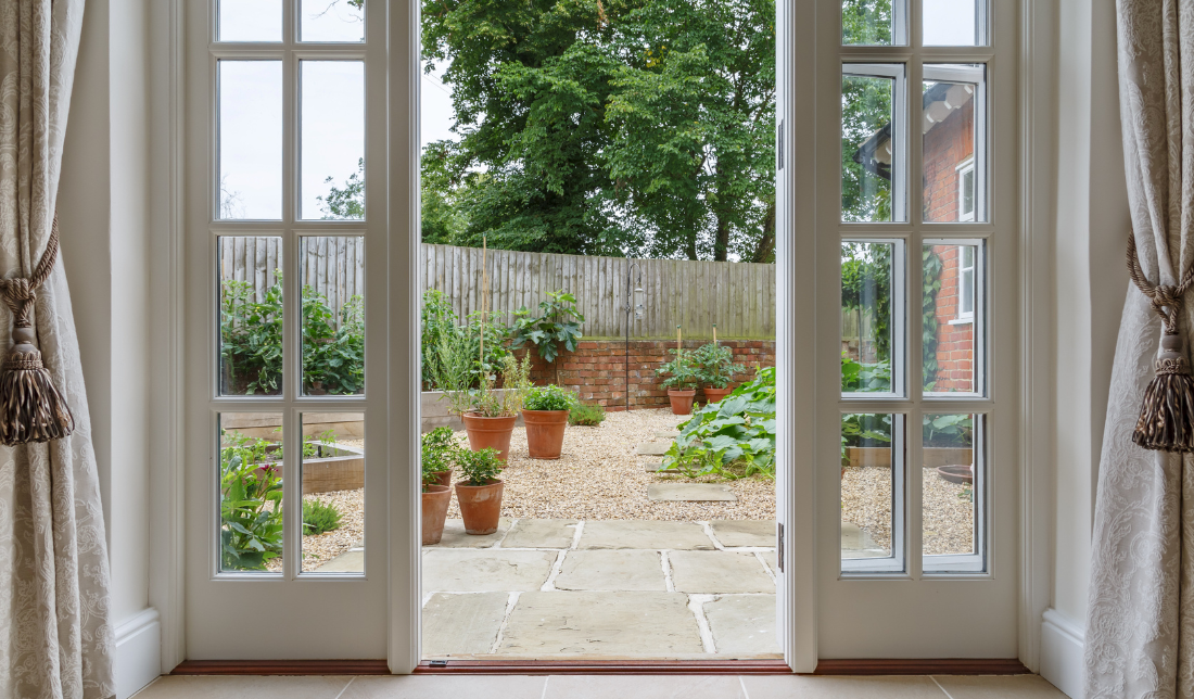 image of a kitchen and a garden