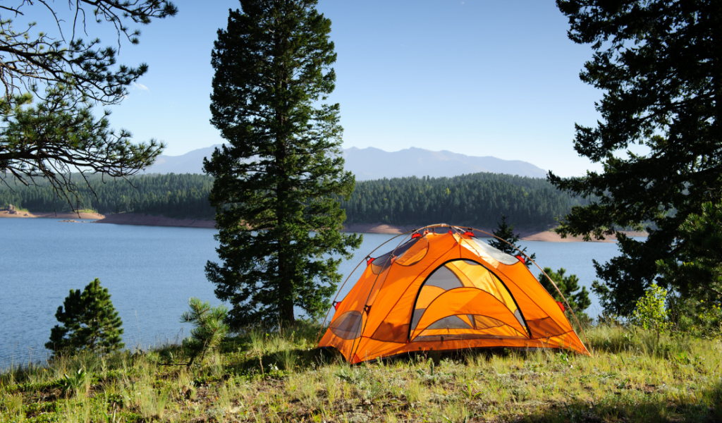 kayaks, boats, camping, and fireplaces