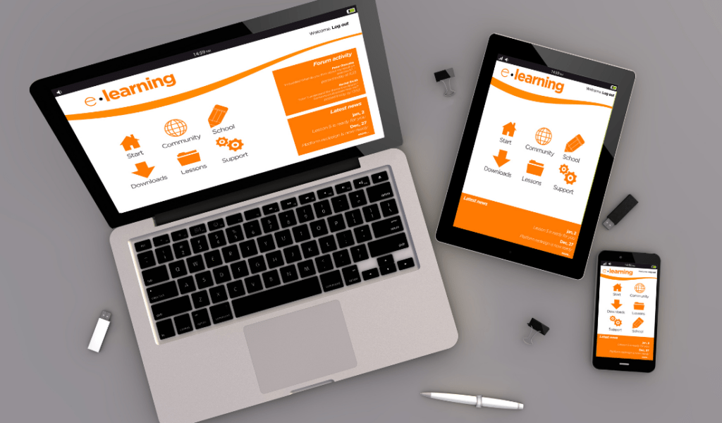 laptop displaying an online education platform