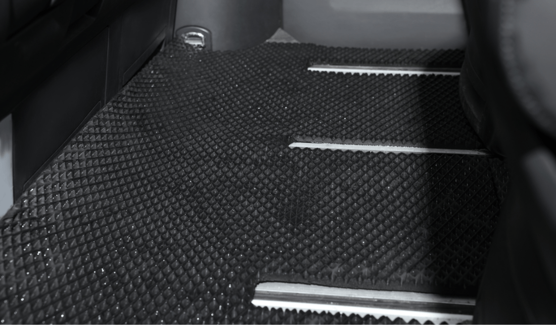 luxury car with custom floor mats