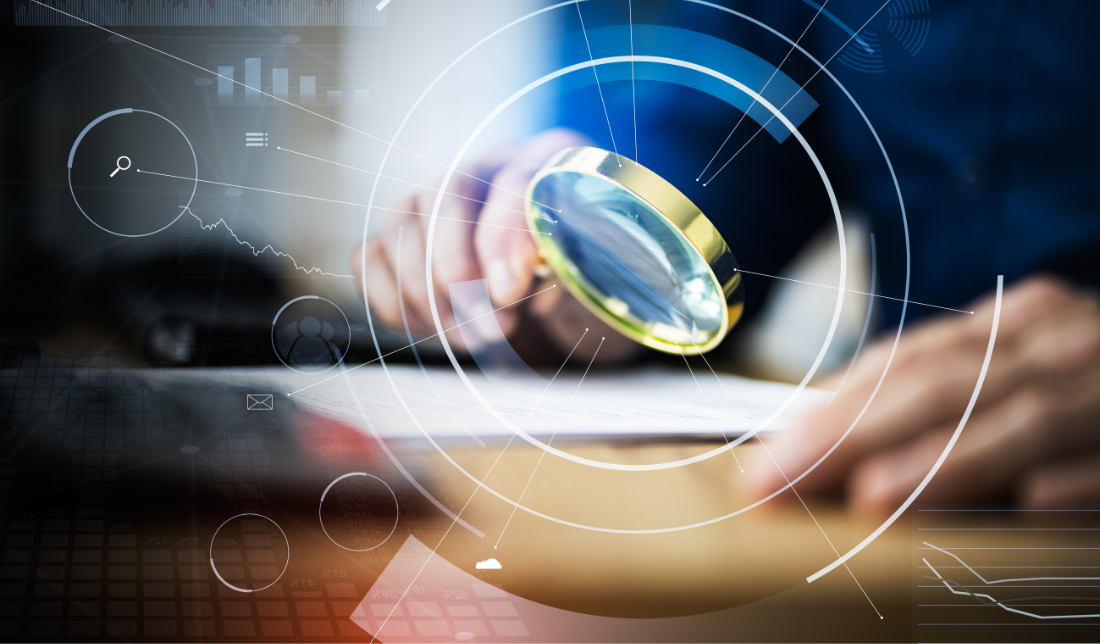 magnifying glass or a background check report