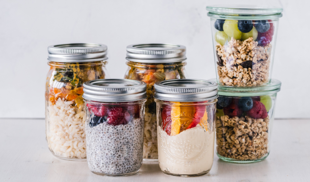 mason jars, audio albums and safety glasses