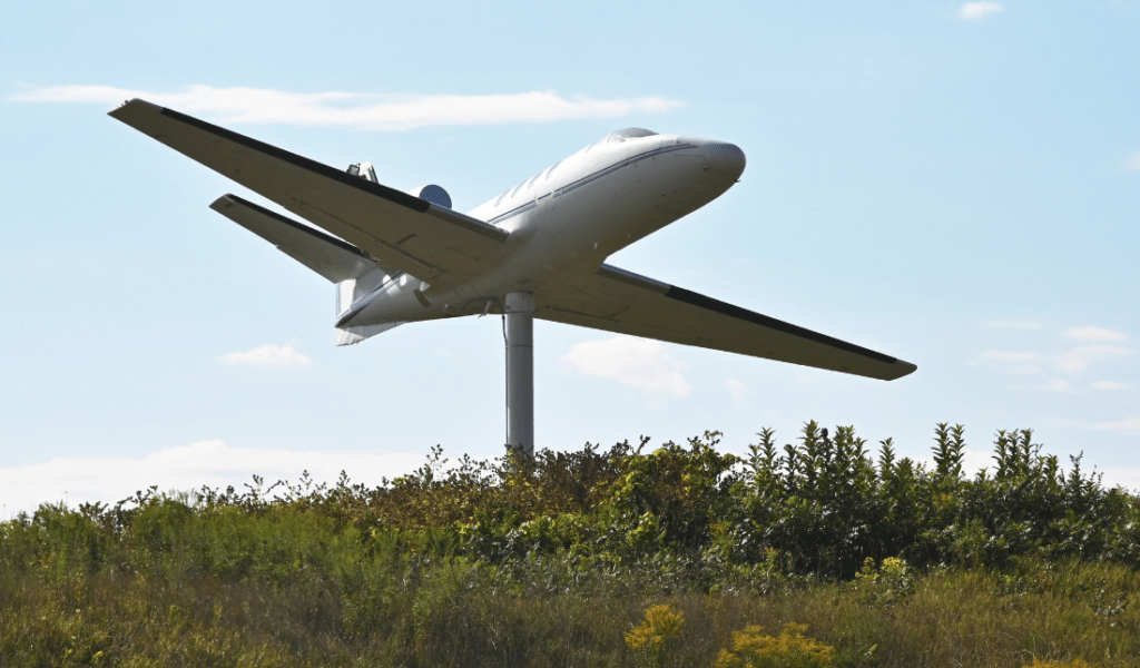 model airplane on a display stand
