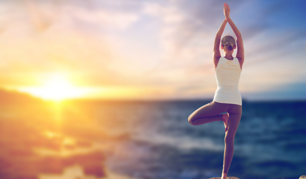 natural elements like trees, gemstones, and yoga poses