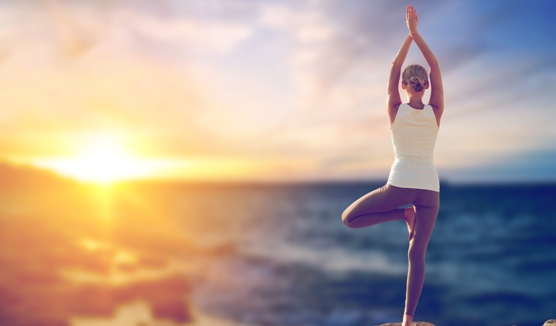 natural elements like trees, gemstones, and yoga poses