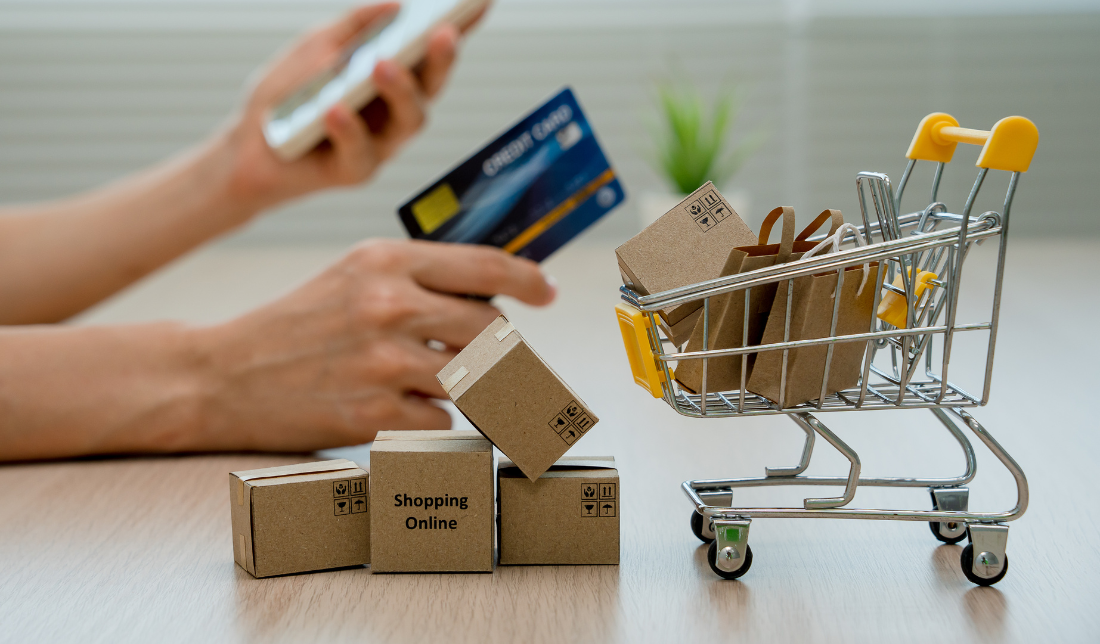 online shopping cart with various products inside