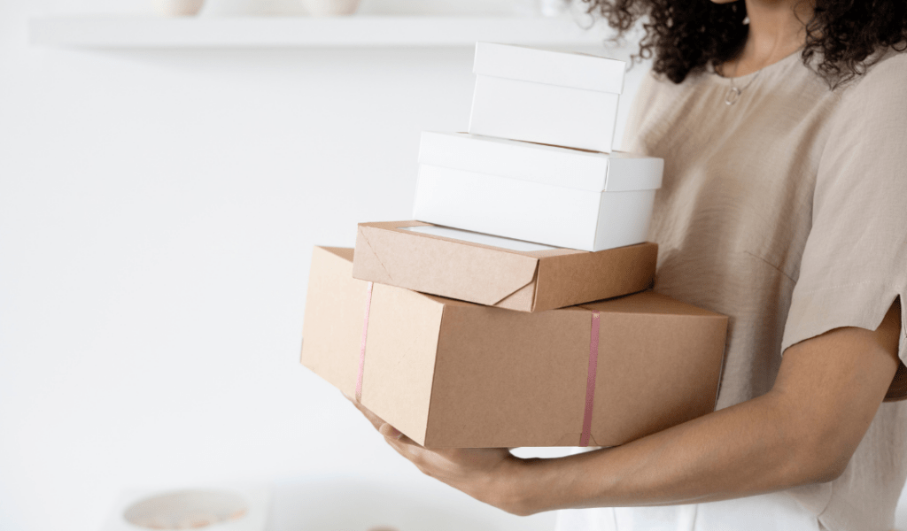 person holding a package