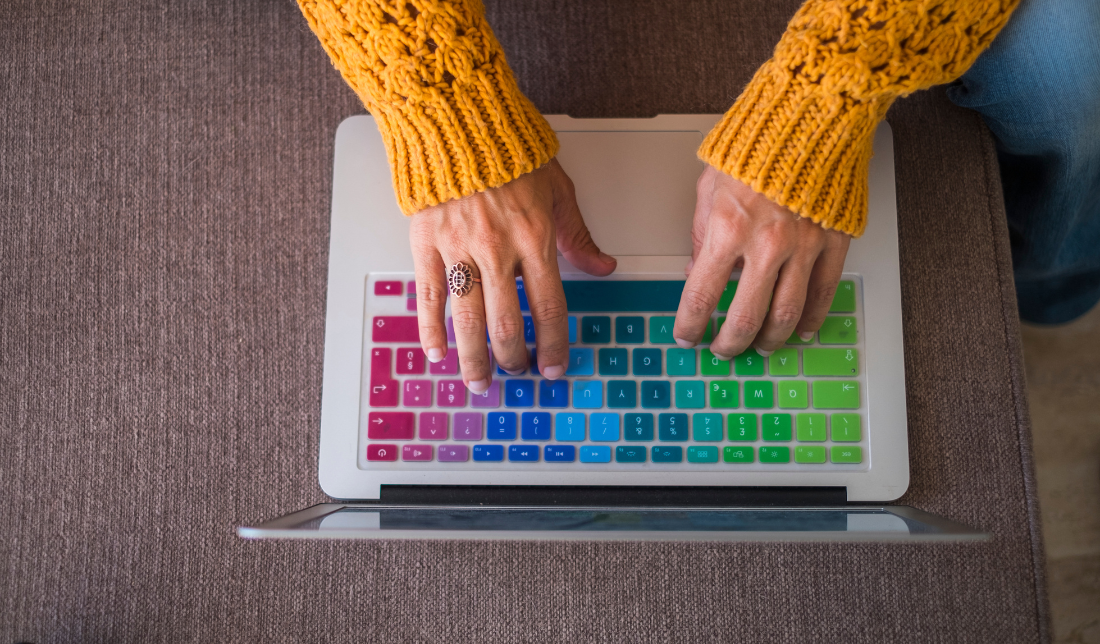 person typing on a computer