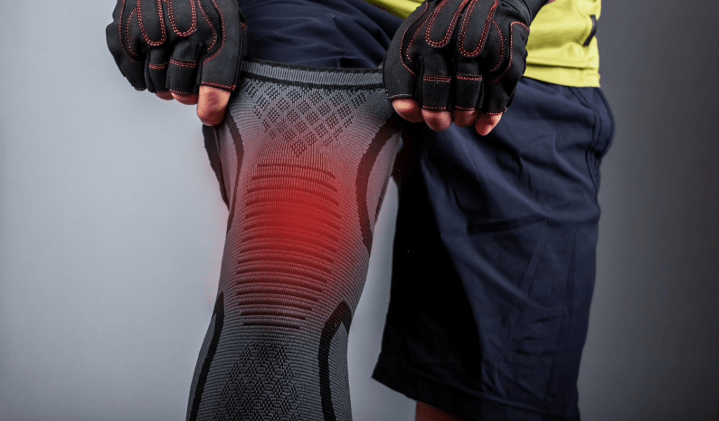 person working out, wearing a compression relief brace