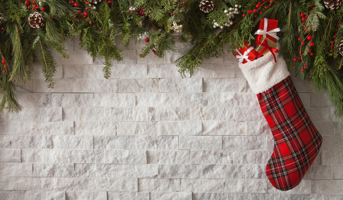 photo of a drink filled in a Christmas stocking