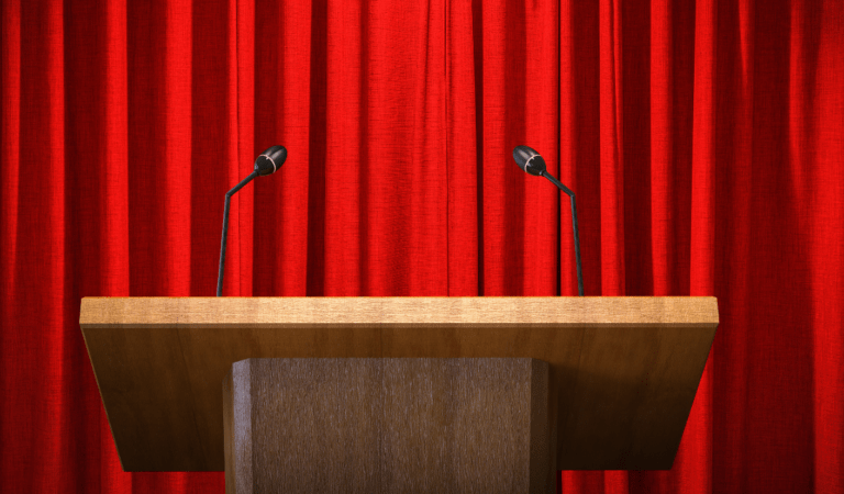 podium with a microphone