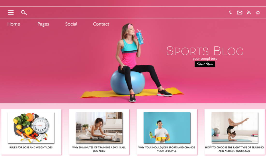 screenshot of website homepage