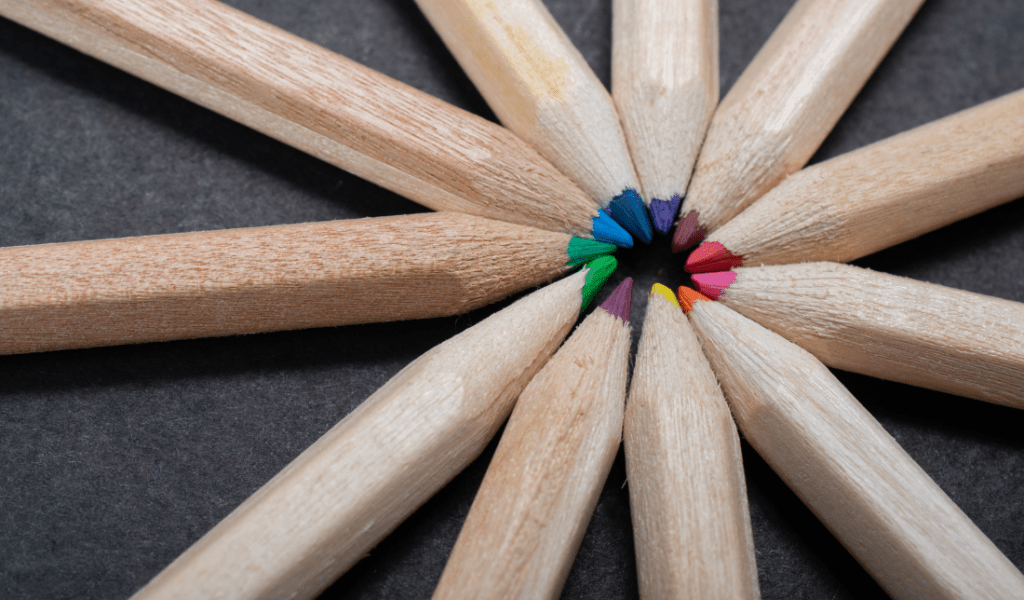 set of colored pencils