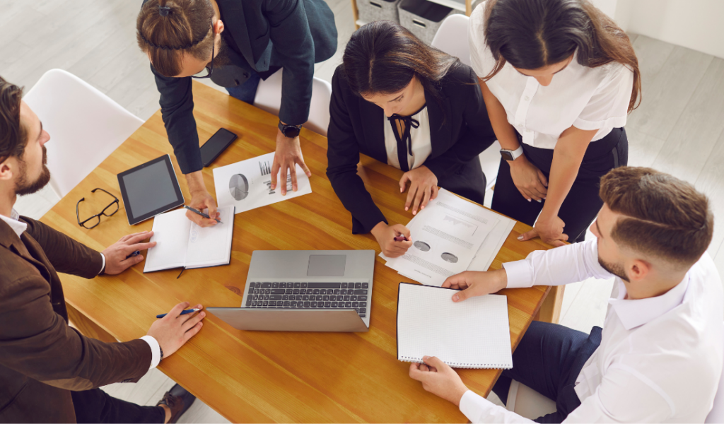 several people working on marketing campaigns