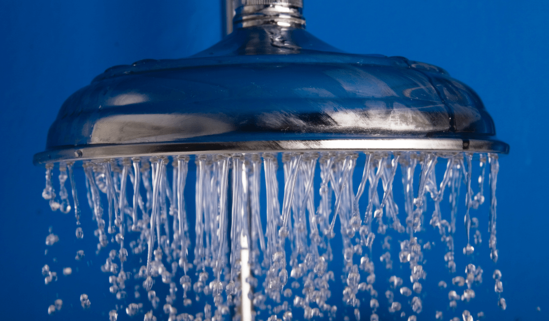 showerheads with water droplets