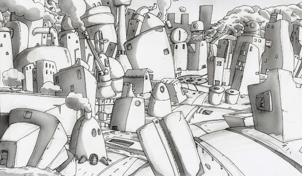 simple black and white cartoonist drawing