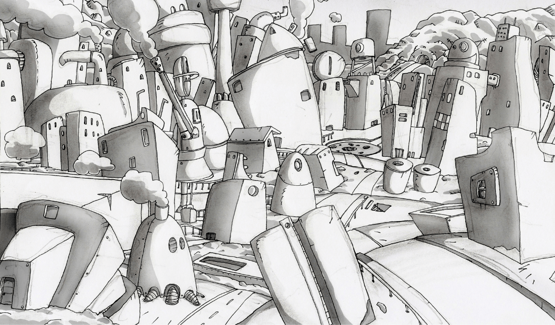 simple black and white cartoonist drawing