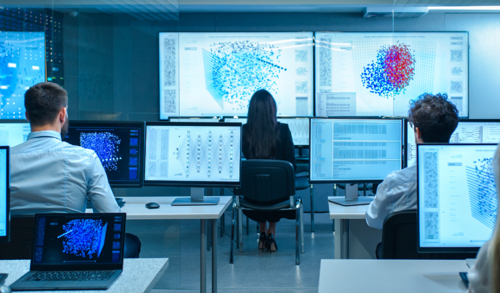 team working on computers