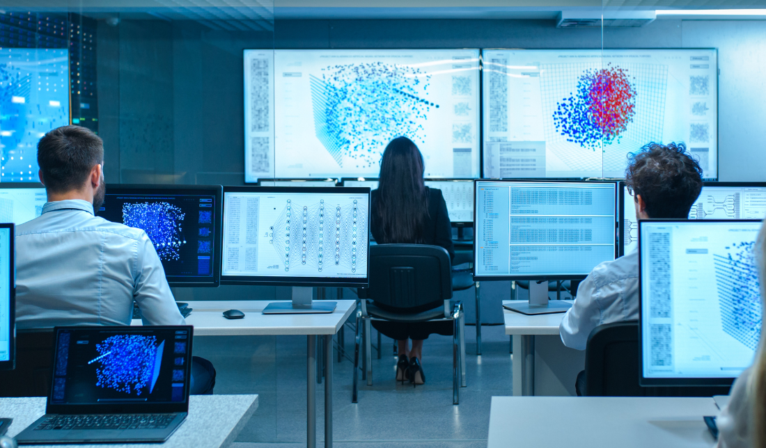 team working on computers