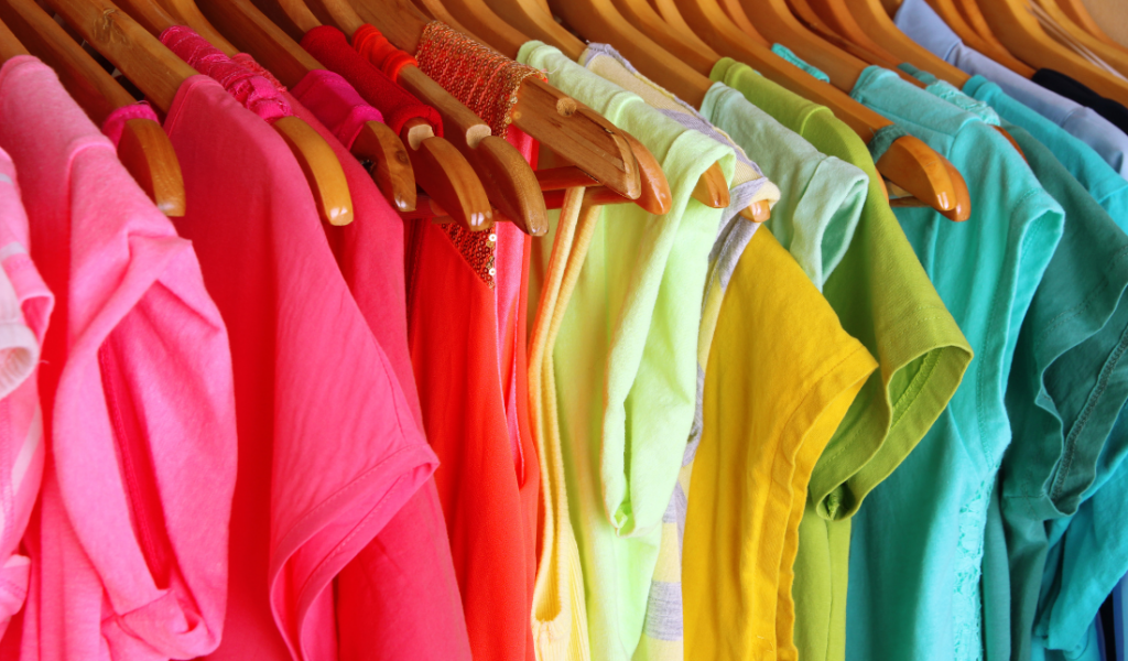 variety of clothing and accessories in different styles and colors